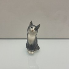 Royal Copenhagen - Statuina Gatto Grigio Seduto Mini Collection Gold n. 680