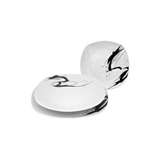 Servizio Piatti 18 Pezzi per 6 Persone Ink Bianco e Nero in Porcellana