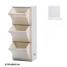 MOBILE MOBILETTO PATTUMIERA PER RACCOLTA DIFFERENZIATA 3 SCOMPARTI BIANCO