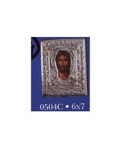 Quadretto Quadro argento volto gesu' dipinto 7 x 6 cm