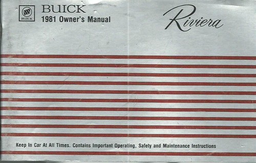 Buick riviera owner manual - buick,