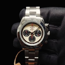 Orologio Uomo 39mm Cronografo Vintage Cinturino Oyster + Pelle