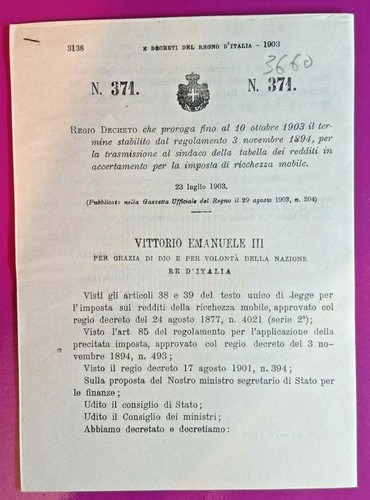 Regio decreto tabella - regio, x