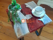 Piano Quadrato Rosso Tavolino da Caffè Piano di Lavoro Tavoli Legno di Acacia Naturale De...