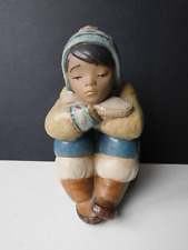 FIGURA PORCELLANA GRES LLADRO ESCHIMESE SEDUTO CON CUFFIA 1983?