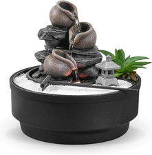 Fontana Interna Giardino Zen, Fontana Cascata Giarre, Luce LED Colorata, Decoraz