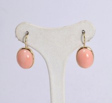 ORECCHINI ORO GIALLO 18KT CORALLO ROSA 12 x 16 mm RUSSA             - OGHT 0700-