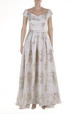 ASZE MANGA Maxi Vestito Metallizzato Effect L Avorio Oro