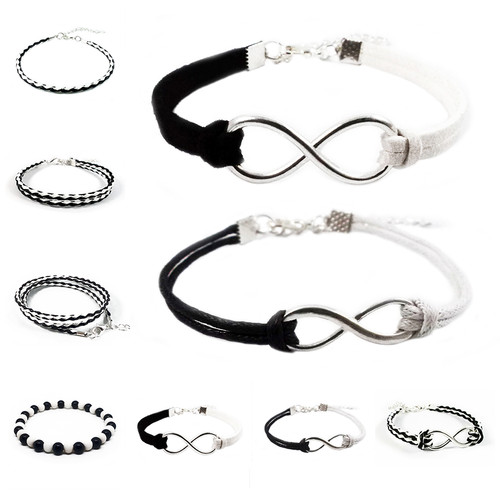 Bracciale bianco nero corda - bracciale,