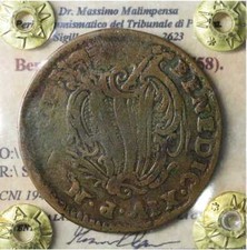 Benedetto XIV Baiocco FERRARA 1752 Rara moneta stato pontificio preunitari