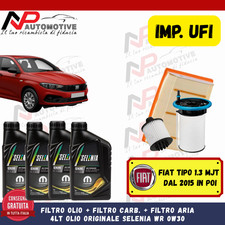 KIT TAGLIANDO FIAT TIPO 1.3 MJT 95CV 2015  + 4L LITRI OLIO SELENIA 0W-30 IMP.UFI