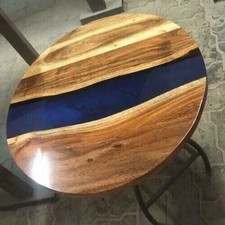 Walnut Blue Epoxy Resin Round