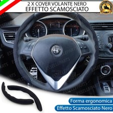 2 X COVER VOLANTE EFFETTO CAMOSCIO COLORE NERO PER FIAT QUBO