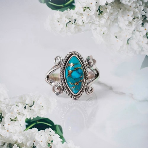 Anello turchese gemma blu