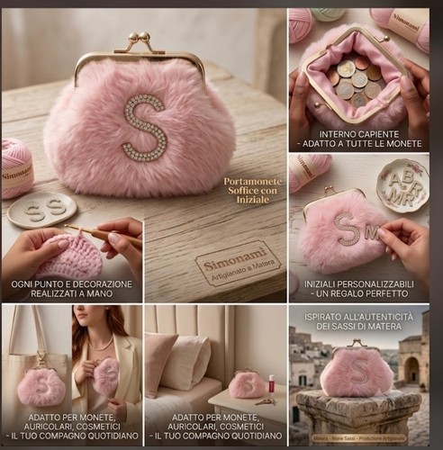 Portamonete rosa pelliccia - rosa,