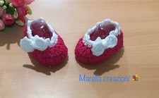 Scarpette neonato,  babucce COTONE,  uncinetto neonato, crochet scarpine 