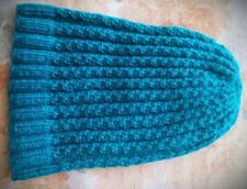 Cappello di lana fatto a mano ai ferri, maglia, blue turchese, idea regalo