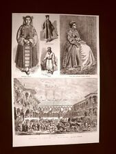 Moda e costume a Bucarest o București nel 1877 Contadina Dama Ebreo Manuk Khan
