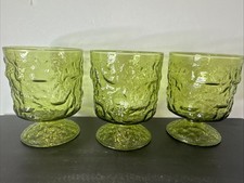 Set 3 Bicchieri Anchor Hocking Milano Verde On-The-Rocks Crinkle Avocado
