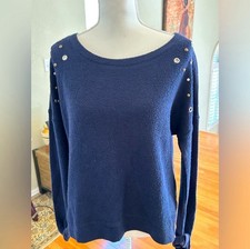 Lovemarks by Anthropology Navy Blue Beaded Sweater In Women’s Med NWT