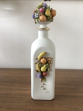 Bottiglia Vintage In Porcellana Biscuit Capodimonte Per BAROTTI Decori Frutta