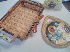 MODERNARIATO VINTAGE 3 sottopentola porta tovaglioli cesto pane ceramica vimini