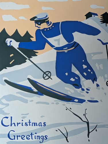 Vtg unused 1940 skier skiing - 1940's,