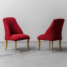 COPPIA DI POLTRONE IN BOUCLE' ROSSO DESIGN ANNI ’60 VINTAGE MODERNARIATO