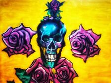quadro teschio rose fatto a mano su tela