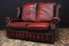 Divano / Sofa / Chesterfield / Chester 2 posti in pelle bordeaux / bergere / UK