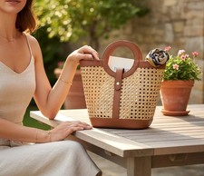 Borsa a mano in pelle italiana marrone rosa - elegante borsa da donna con manico superiore e tracolla