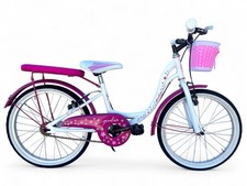 Bicicletta Bambina Da 6-8 Anni Bici 20" Con Cestino Bianca Rosa (1,20-135 M)