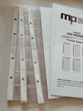 10 PAGINE INSERTI FOGLI BORDO RINFORZATO ALBUM PORTA MONETE A 48 TASCHE 29X29MM