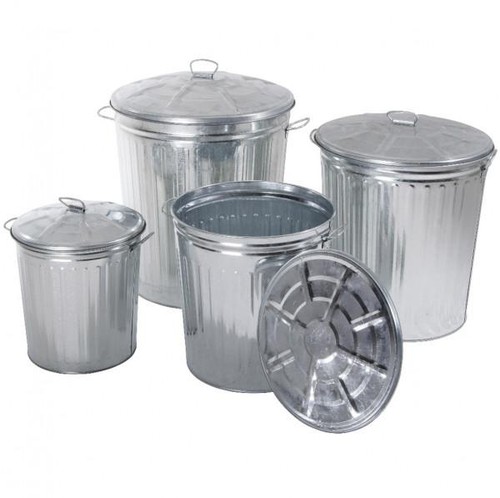 Bidone zincato con - , coperchio