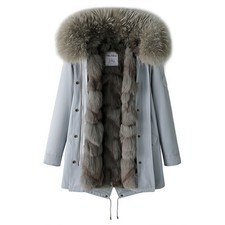 Giacca con cappuccio 100% vera pelliccia di volpe fodera interna inverno 2026 donna vera pelliccia di volpe