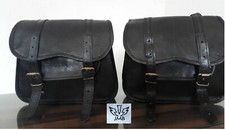 2 x borse da sella laterali per moto in pelle nera vintage 2 borse