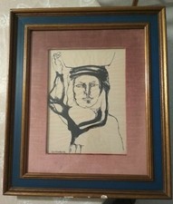 DISEGNO  ORIGINALE "DONNE DI MATERA" DI LUIGI GUERRICCHIO FIRMATO E DATATO '72