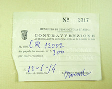 FIORENZUOLA D'ARDA PV VECCHIA MULTA 1954 POLIZIA AUTO D'EPOCA  TIMBRO A SECCO