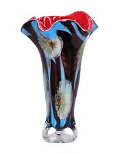 Vaso colorato in vetro soffiato stile Murano da arredo idea regalo fatto a mano