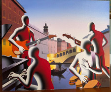 Quadro Mark Kostabi 50x60 ponte di Rialto di Venezia