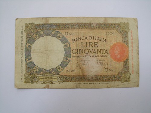 Banconota lire 1939 - 1939, regno