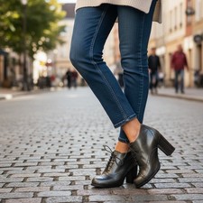 Stivaletti con tacco stringati