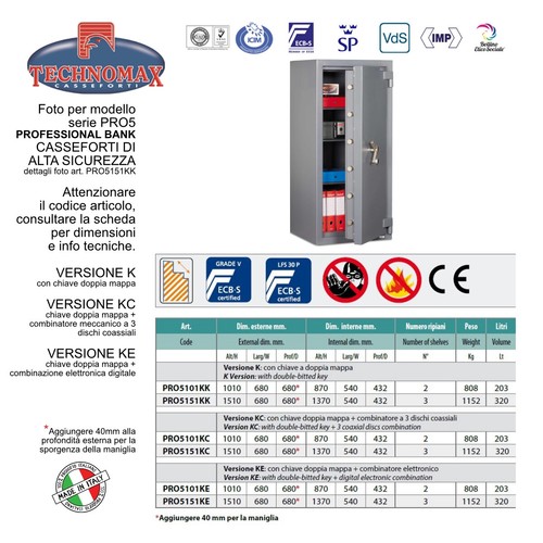 Cassaforte technomax alta - technomax, di