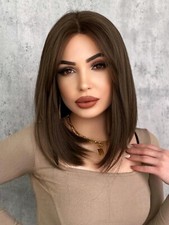 Parrucca Castano Scuro Liscia,Parrucca Media Castana Scura ,brown Wig