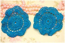 Coppia Pizzo uncinetto forma tonda per creare orecchini 7.5CM colore azzurro