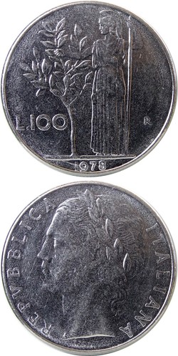 Italia 100 - lire, r