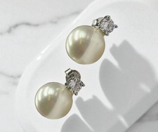 Orecchini Perle naturali e Zircone quadrato Argento 925 RODIATO Nickel Free