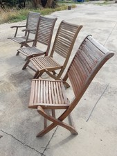Set 4 Sedie da Giardino in Legno Teak – Usate, Da Ripristinare