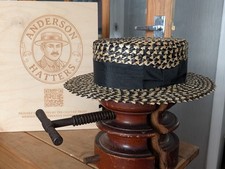 Handmade Straw Boater Hat, two