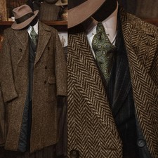Men Herringbone Coats Tweed